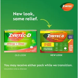 ZYRTEC-D® Allergy + Congestion Relief Tablets with Decongestant and Cetirizine HCl