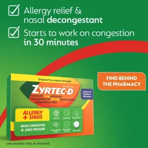ZYRTEC-D® Allergy + Congestion Relief Tablets with Decongestant and Cetirizine HCl