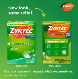 ZYRTEC® 24 Hour Allergy Relief Dissolve Tablets with Cetirizine HCl, Citrus Flavored