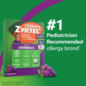 Children’s ZYRTEC® Chewable Allergy Medicine for kids ages 2+ with 2.5 mg Cetirizine HCl