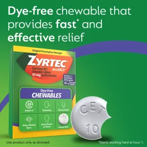 ZYRTEC® Dye-Free Chewable Allergy Medicine with 10 mg Cetirizine HCl