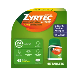 ZYRTEC® Allergy Relief Medicine Tablets with 10 mg Cetirizine HCl Antihistamine
