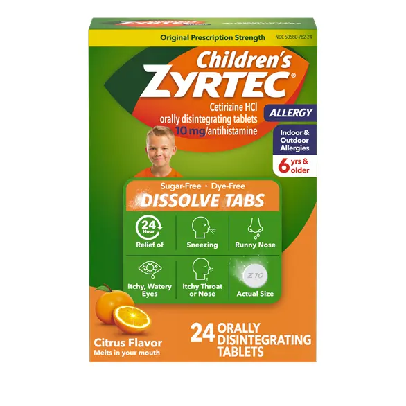 Children’s ZYRTEC® Dissolve Tabs with 10 mg Cetirizine HCl