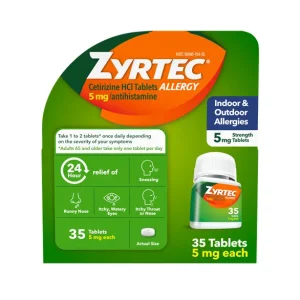 ZYRTEC® Allergy Relief Medicine Tablets with 5 mg Cetirizine HCl Antihistamine
