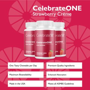 CelebrateONE Bariatric One a Day Multivitamin Chewable. Iron Free. Strawberry Creme