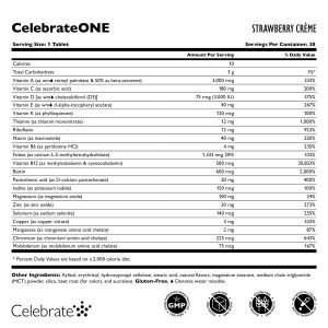 CelebrateONE Bariatric One a Day Multivitamin Chewable. Iron Free. Strawberry Creme