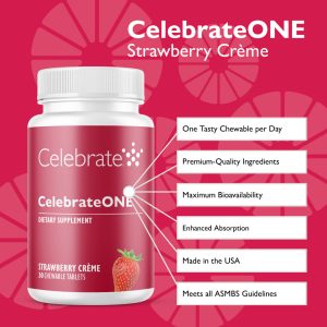CelebrateONE Bariatric One a Day Multivitamin Chewable. Iron Free. Strawberry Creme