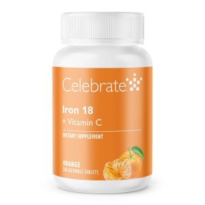 Iron 18 mg + Vitamin C Chewable Tablets. Orange