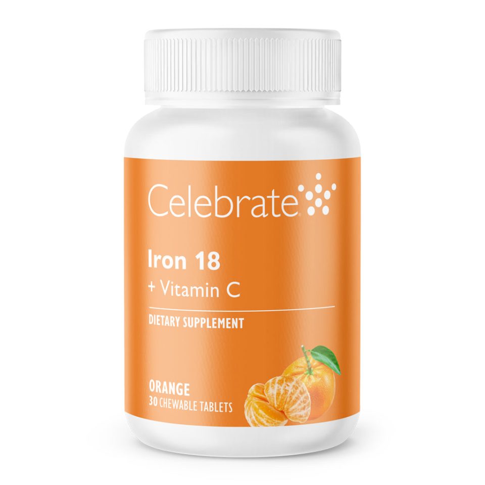 Iron 18 mg + Vitamin C Chewable Tablets. Orange