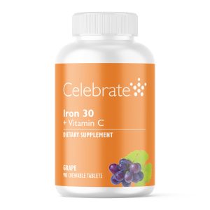 Iron 30 mg + Vitamin C Chewable Tablets. Grape