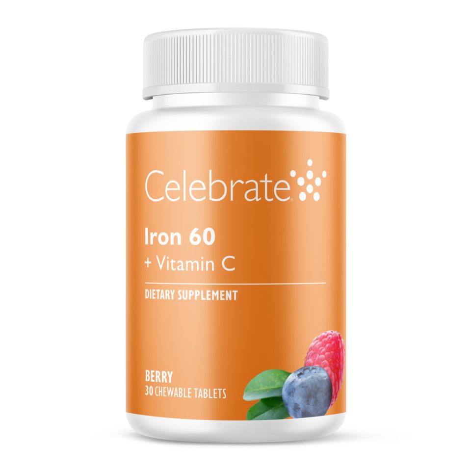 Iron 60 mg + Vitamin C Chewable Tablets. Berry