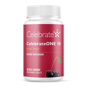 CelebrateONE 18 Once Daily Bariatric Chewable Multivitamin with Iron. Black Cherry