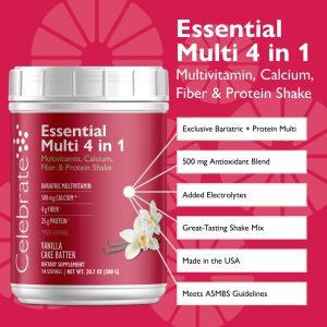 Essential Multi 4 in 1 Multivitamin Protein Powder with Calcium & Fiber