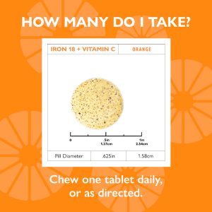 Iron 18 mg + Vitamin C Chewable Tablets. Orange