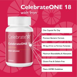 CelebrateONE 18 Once Daily Bariatric Multivitamin with Iron Capsules