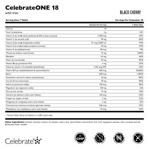 CelebrateONE 18 Once Daily Bariatric Chewable Multivitamin with Iron. Black Cherry
