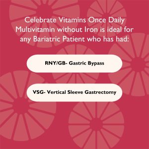 CelebrateONE Bariatric One a Day Multivitamin Chewable. Iron Free. Strawberry Creme